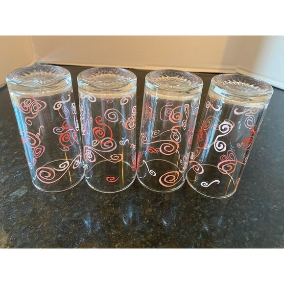 Pink and Red 5" Swirl Juice Glasses, Valentines Day, (Qty. 4) - Picture 6 of 7